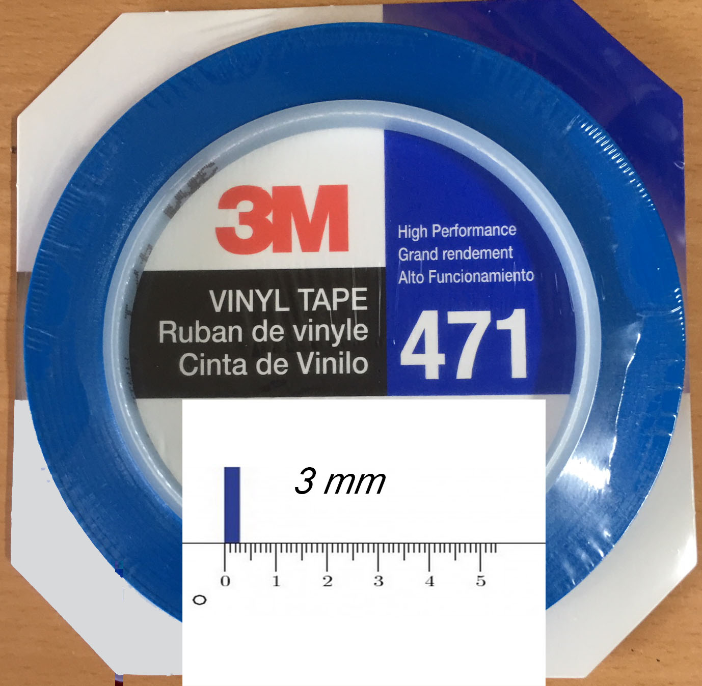 RUBAN ADHESIF - 3 mm x 32m bleu