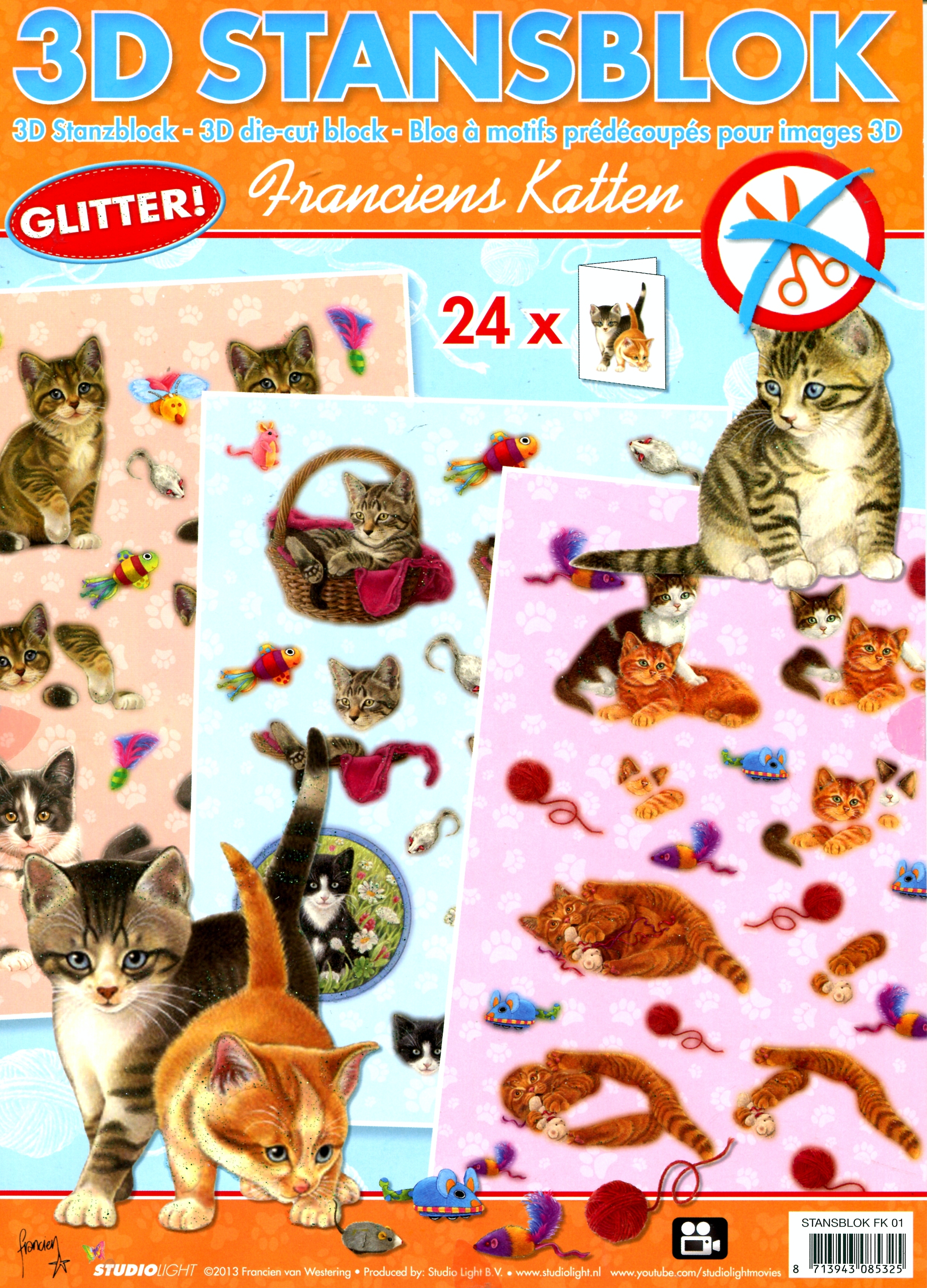 Book 24 Card 3D Glitter Die Cut Cats