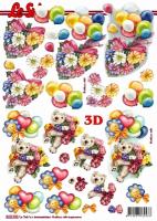 3 D 8215 591 - Teddy bear Flowers balloons